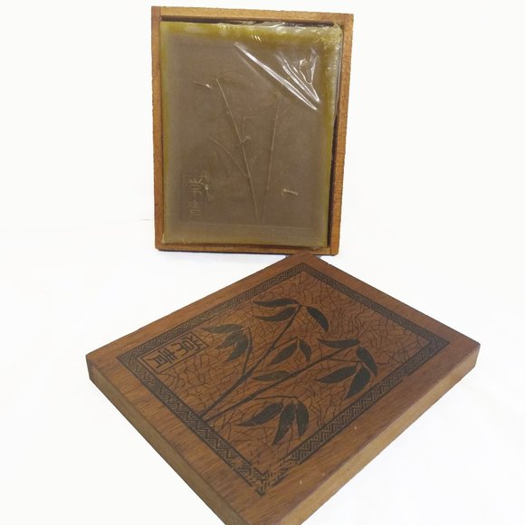 Olive Green Scented Large, Square Candle With Wooden Case/Box - Picture 1 of 15